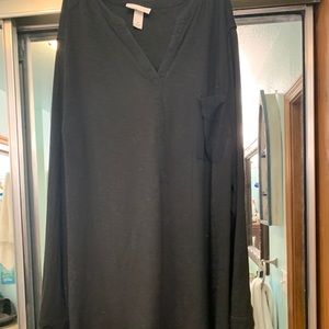Black Long T-Shirt with Pocket
